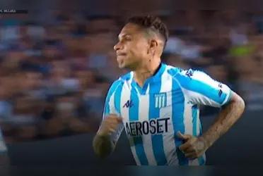  El delantero peruano disputó 68 minutos en la victoria de Racing ante Sarmiento por el torneo argentino.