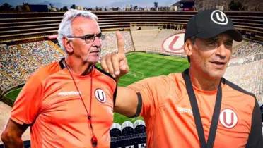 Jorge Fossati y Fabián Bustos en Universitario de Deportes / Foto: Universitario