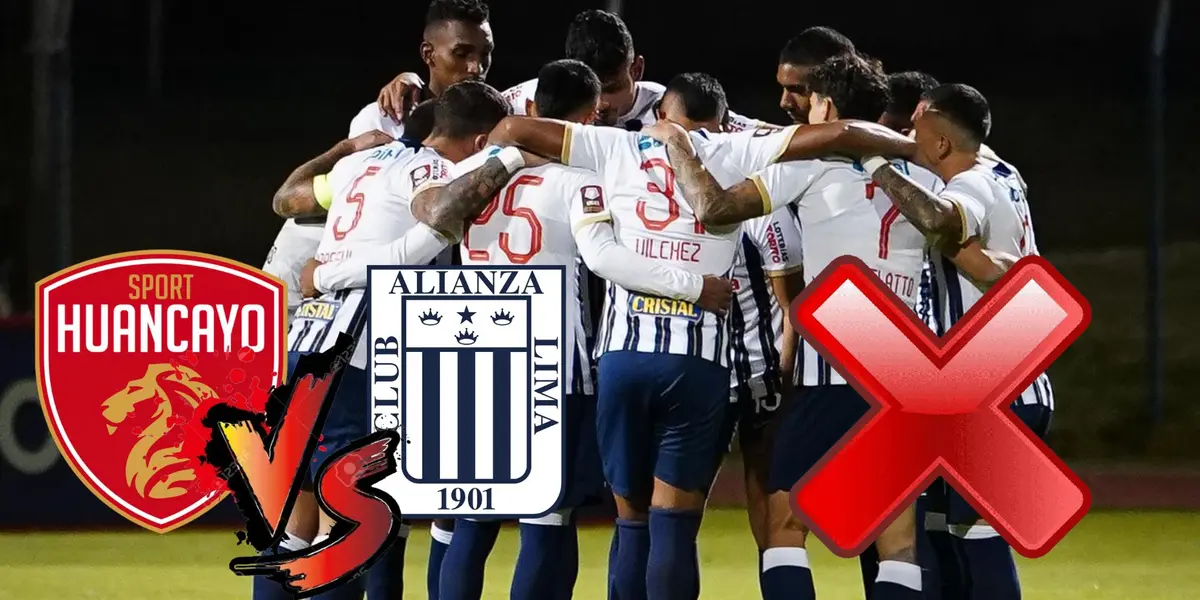Los jugadores de Alianza Lima reunidos en la cancha del Estadio Huancayo