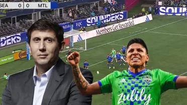 Raúl Ruidíaz anotando con el Seattle Sounders de la MLS.