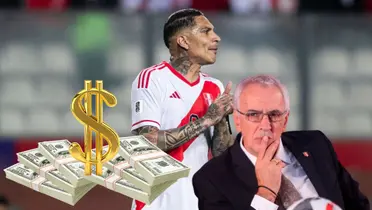 Paolo Guerrero vistiendo la camiseta bicolor y Jorge Fossati pensativo