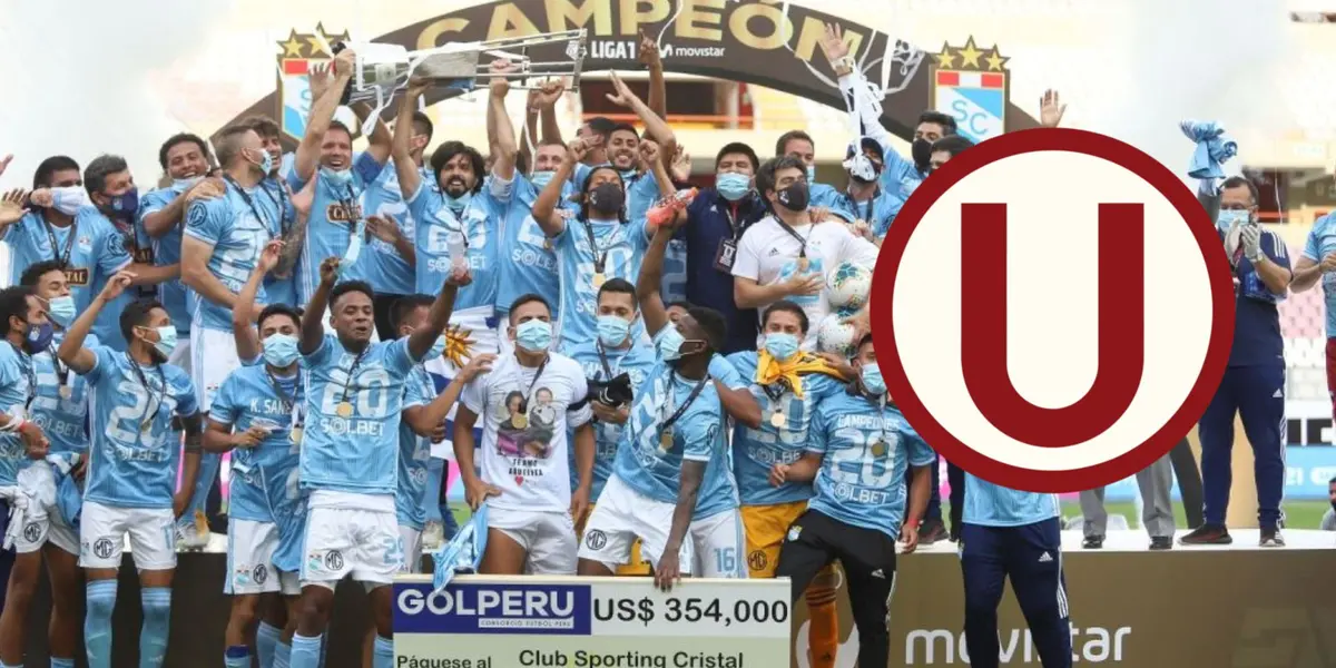 Sporting Cristal celebrando un título de liga.